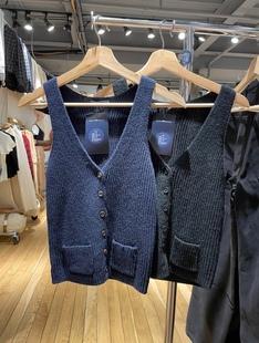 复古单排扣v领马甲女bm螺纹针织背心纽扣上衣 美式 Brandy Girl新款