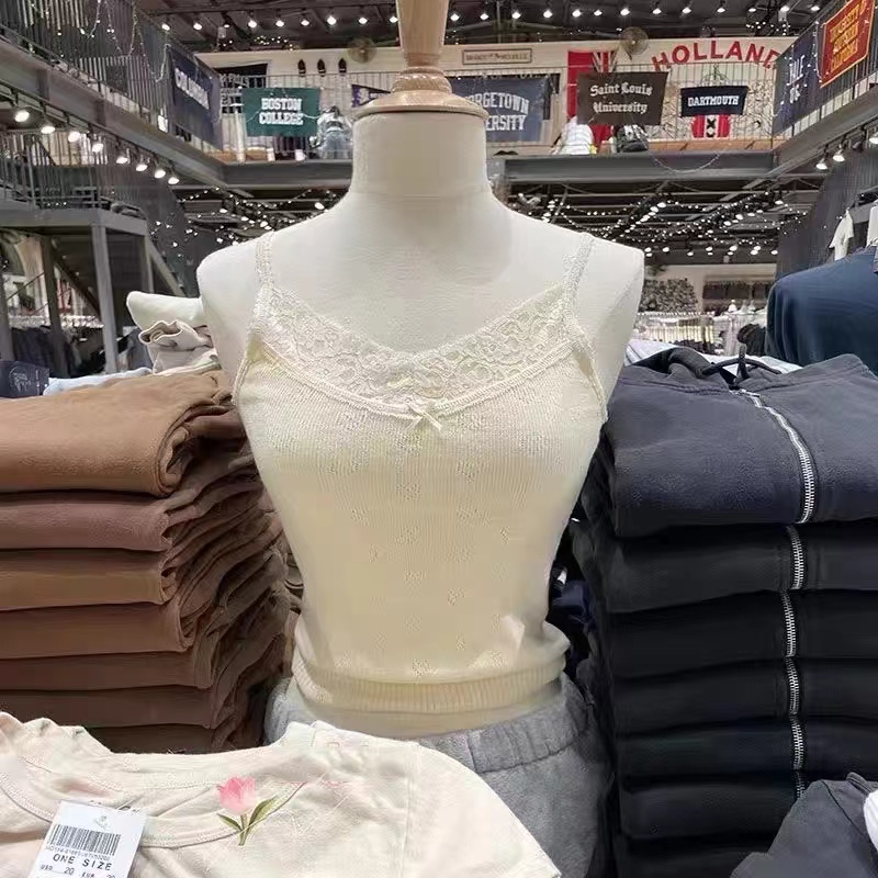 蕾丝吊带纯欲花边背心针织纯棉