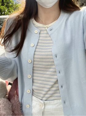 BrandyGirl美式复古针织上衣bm针织衫外套女修身长袖单排扣上衣潮