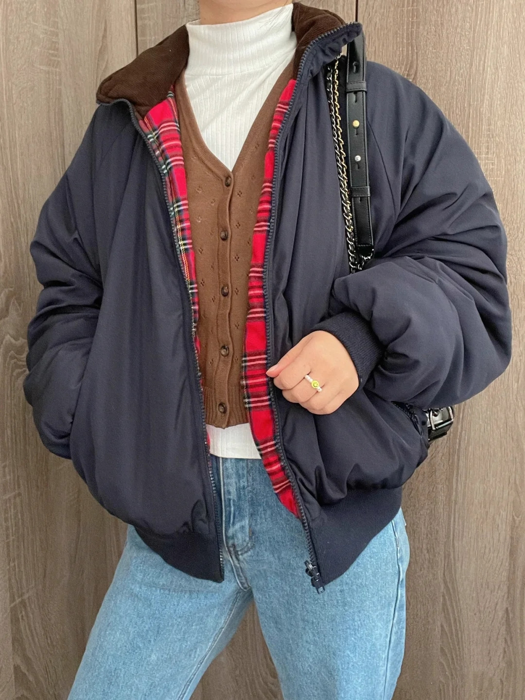 BM两面穿加厚外套宽松夹克外套