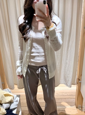 BrandyGirl美式复古圆领镂空bm针织衫女修身显瘦开衫毛衣薄款外套