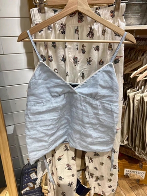 BrandyGirl美式辣妹花边V领bm吊带女性感亚麻棉背心外穿修身上衣