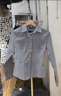 显瘦上衣开衫 BrandyGirl新款 女修身 衬衫 外套潮 格子翻领纽扣bm长袖