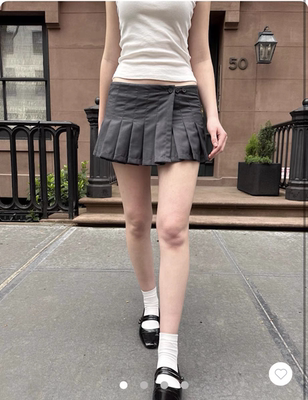 BrandyGirl新款美式复古bm百褶裙女修身显瘦辣妹半身裙短裙A字裙
