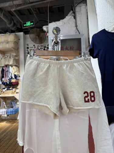 BrandyGirl美式复古数28字印花bm短裤女休闲运动裤百搭显瘦热裤潮