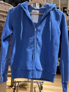 上衣潮 蓝色连帽拉链bm卫衣女休闲外套修身 BrandyGirl美式 复古中款