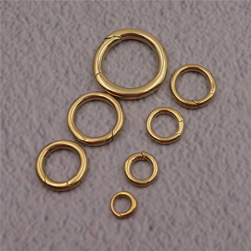 纯黄铜圆形弹簧扣配件弹簧开口圈圆环diy皮具箱包五金配件钥匙扣