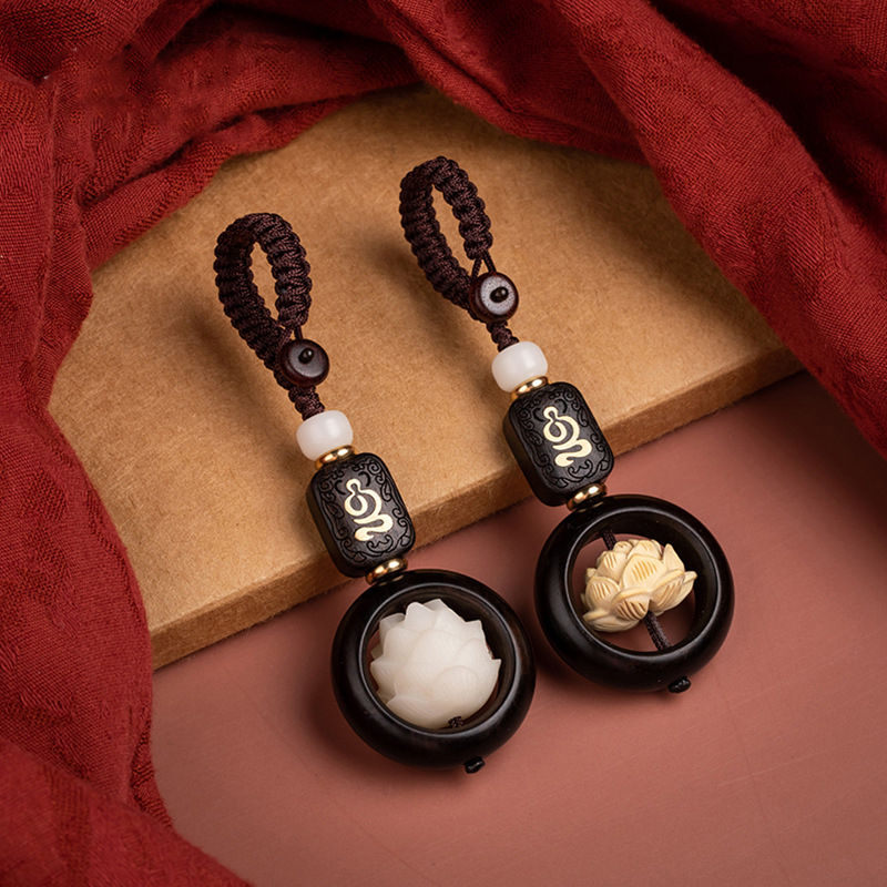 好运莲花带好运转运珠钥匙扣