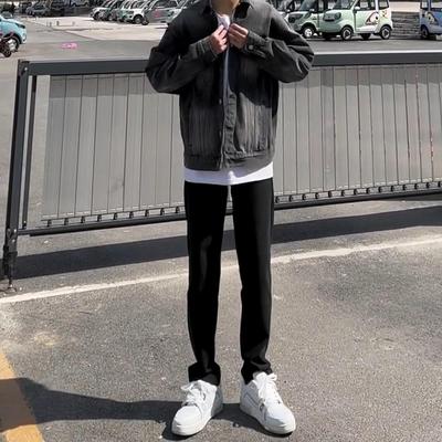 秋冬款美式宽松黑色牛仔裤