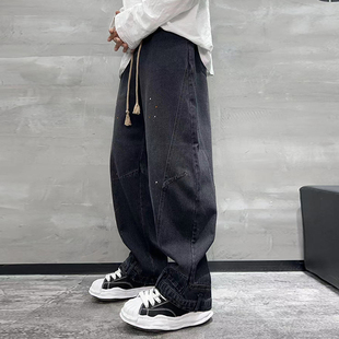 美式 型显瘦显腿长休闲做旧男裤 经典 宽松版 黑色牛仔个性 酷帅必备