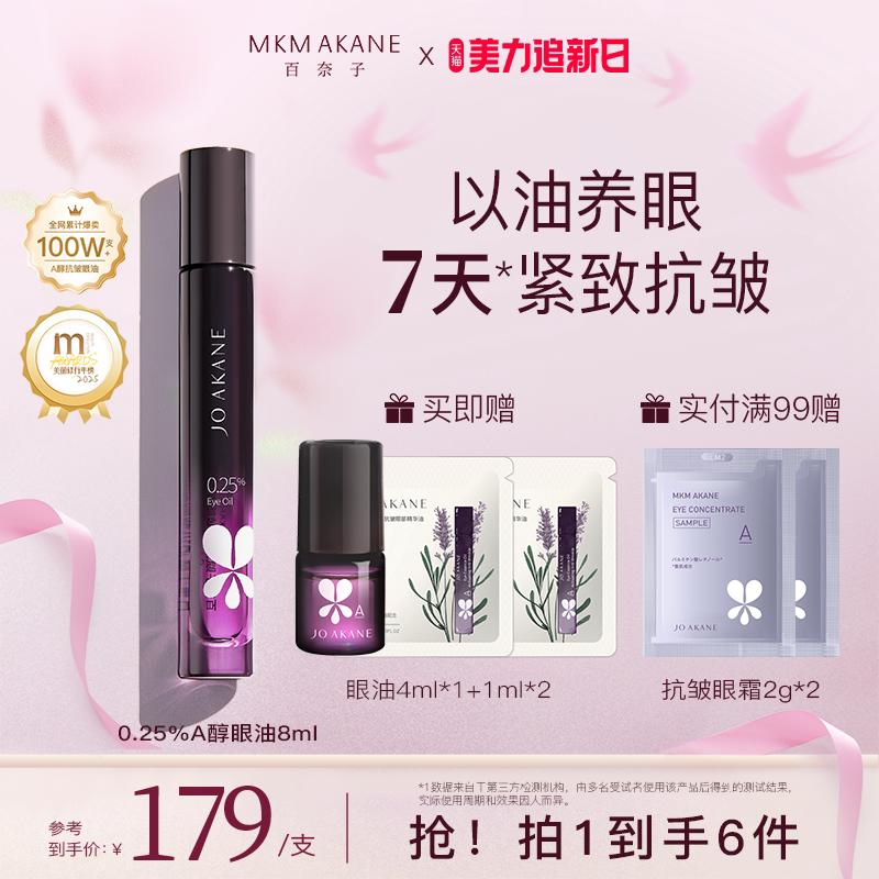 【韦雪推荐】MKMAKANE百奈子眼油0.25%a醇灵芝眼部精华油紧致抗皱