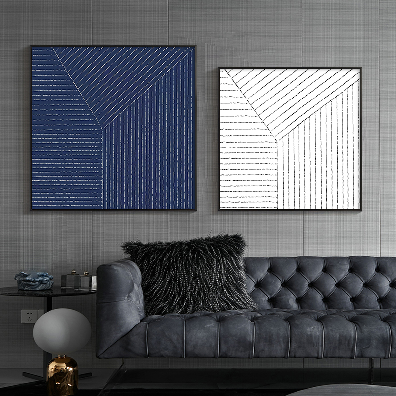 定做厅气现代方形装饰画抽象大客玄关画简沙背景墙挂发画卧室约壁图片