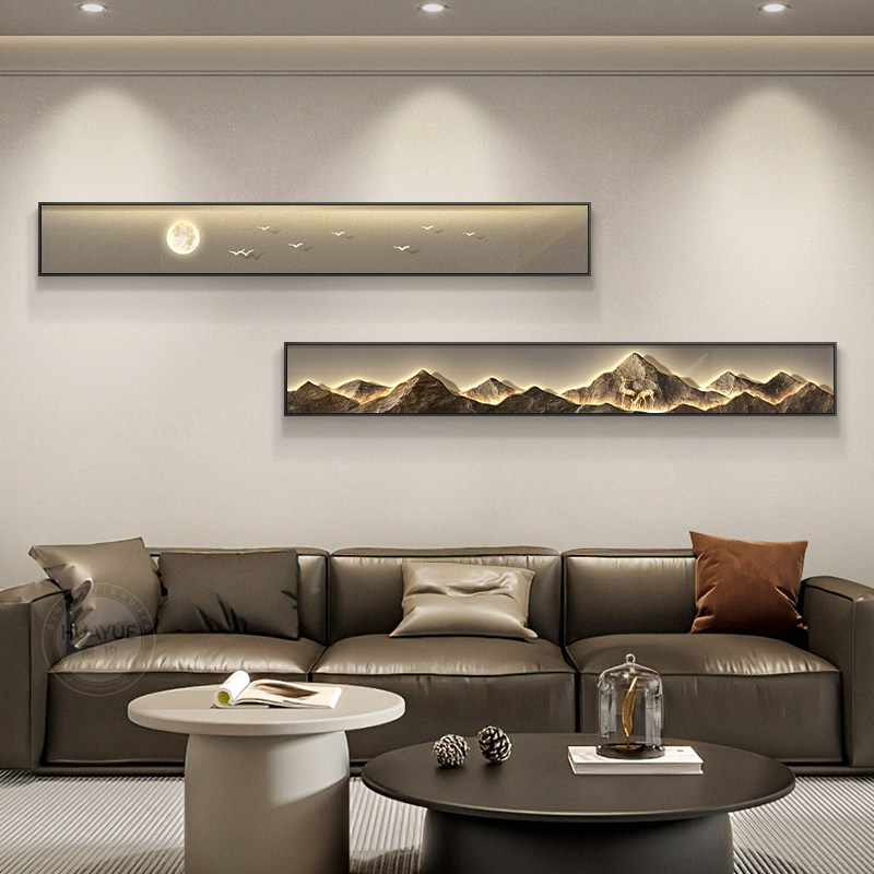现代轻奢客厅装饰画背靠金山卧室床头组合壁画高级沙发背景墙挂画