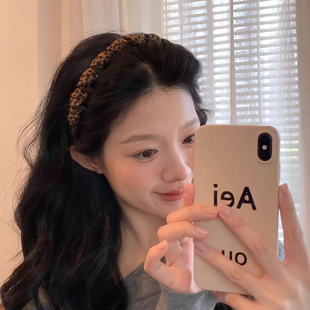 豹纹布艺波浪齿梳发箍女款 头箍头饰 高颅顶洗脸发卡甜酷辣妹风时尚