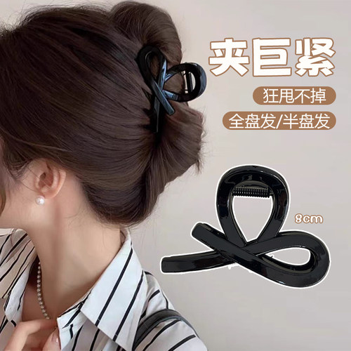 简约蝴蝶结半扎发抓夹小号鲨鱼夹