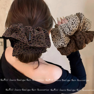 超大豹纹大肠发圈女款 高级感扎头发绳慵懒风头绳头花头饰 2025新款