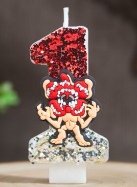 跨境热卖亚马逊希音生日数字蜡烛食人花红色万圣节手工蛋糕蜡烛