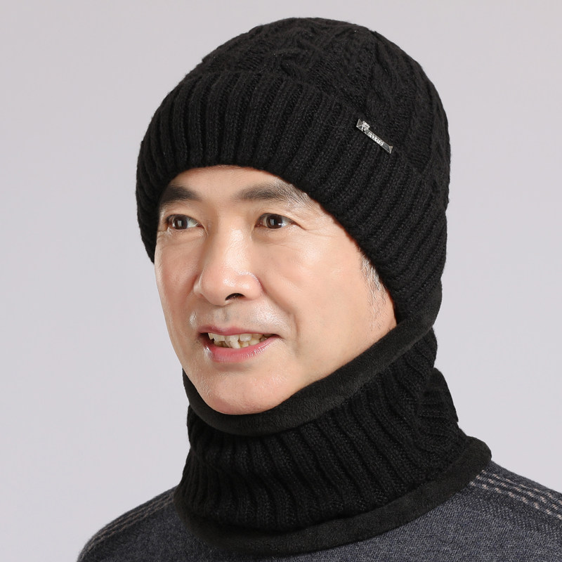 老人帽子男冬天毛线帽防寒保暖中老年爸爸针织帽老年帽爷爷套头帽