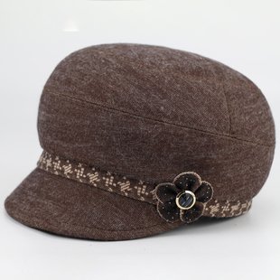 冬天老年人帽子女奶奶鸭舌帽保暖棉布帽老太太毛呢加厚妈妈时装帽