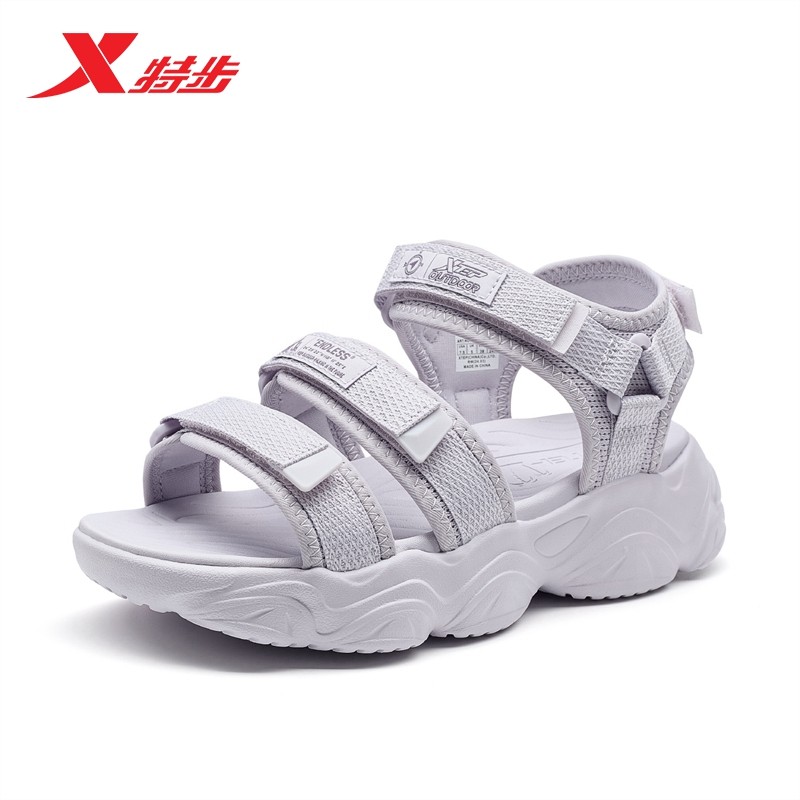 特步凉鞋轻便猫爪鞋魔术贴女子夏