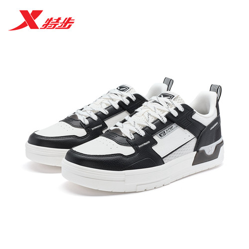 特步系带男子板鞋低帮透气休闲鞋