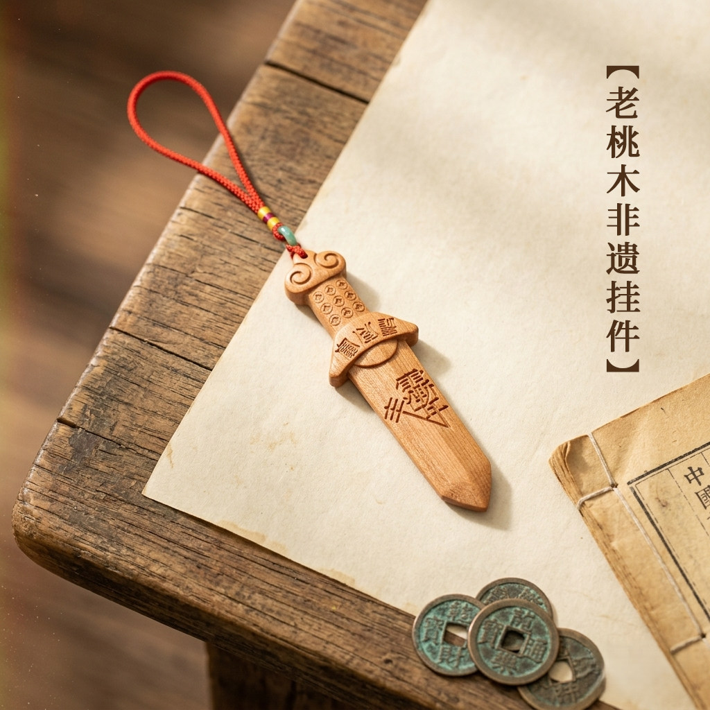 老桃木剑15.5厘米宝宝床挂腰挂图片