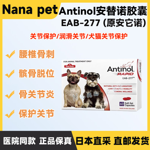 新西兰安它诺Antinol安替诺277宠物鱼油软骨素猫狗关节保健60粒