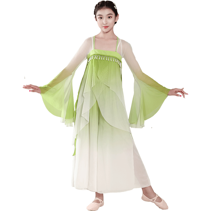 兒童古典舞演出服飄逸女童仙氣舞蹈服少兒中國舞表演服荷花套裝