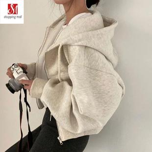 Sweatshirt 2023 Autumn Women Korean Hooded Winter Long Solid
