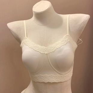 大胸显小抹胸背心吊带无钢圈裸感防走光文胸罩 无痕蕾丝内衣女薄款