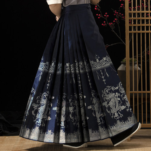 炎蔻马面裙新中式织金织银国风男