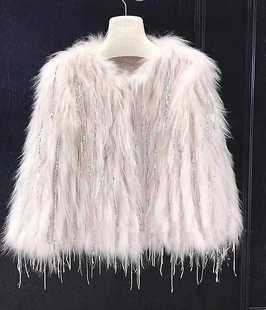 2022秋冬亏本促销 亮片流苏狐狸貉子毛小香仿皮草短外套气质女 爆款