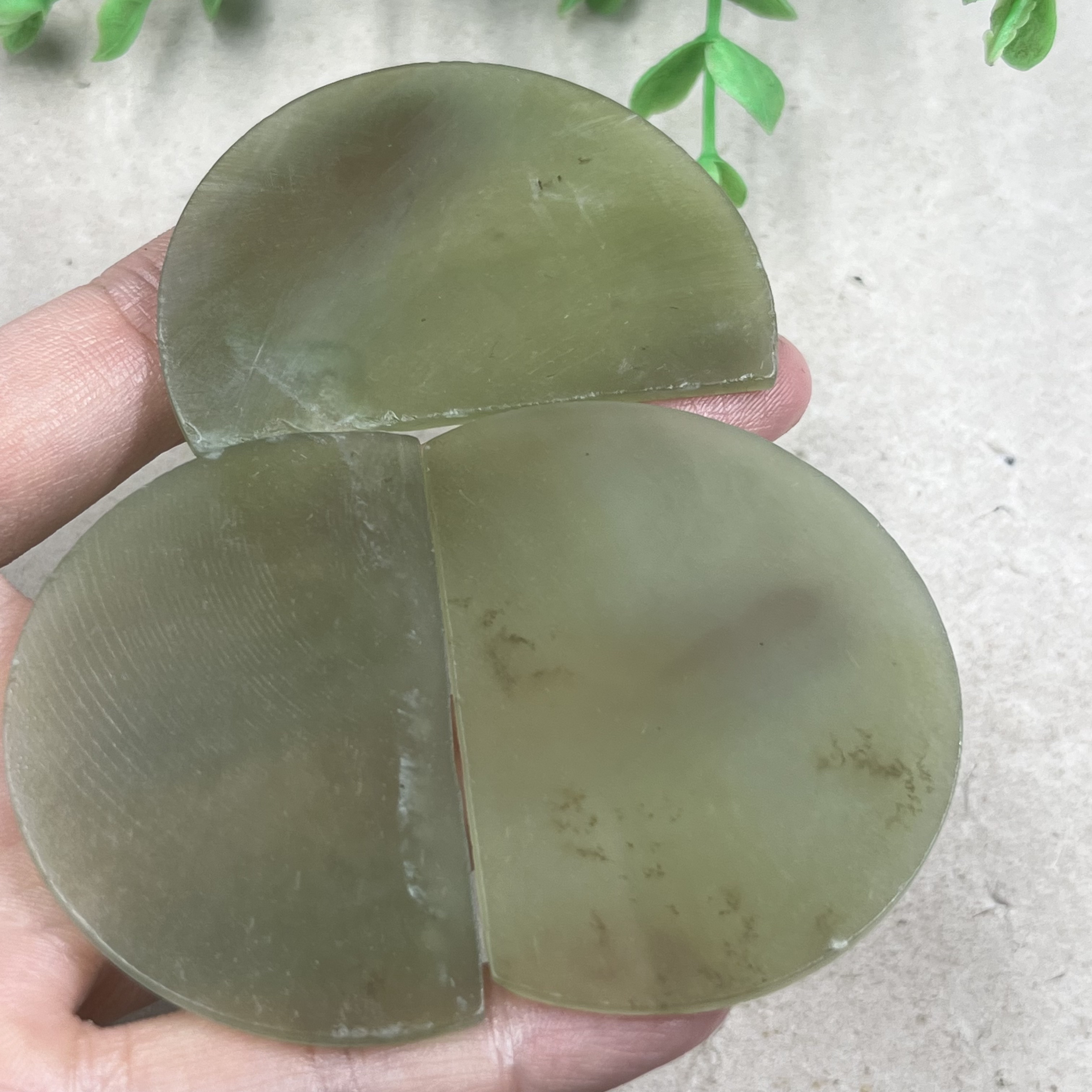 3件价新疆和田玉晴水料薄片半圆边角料玉石料DIY书签刮痧板包邮ta