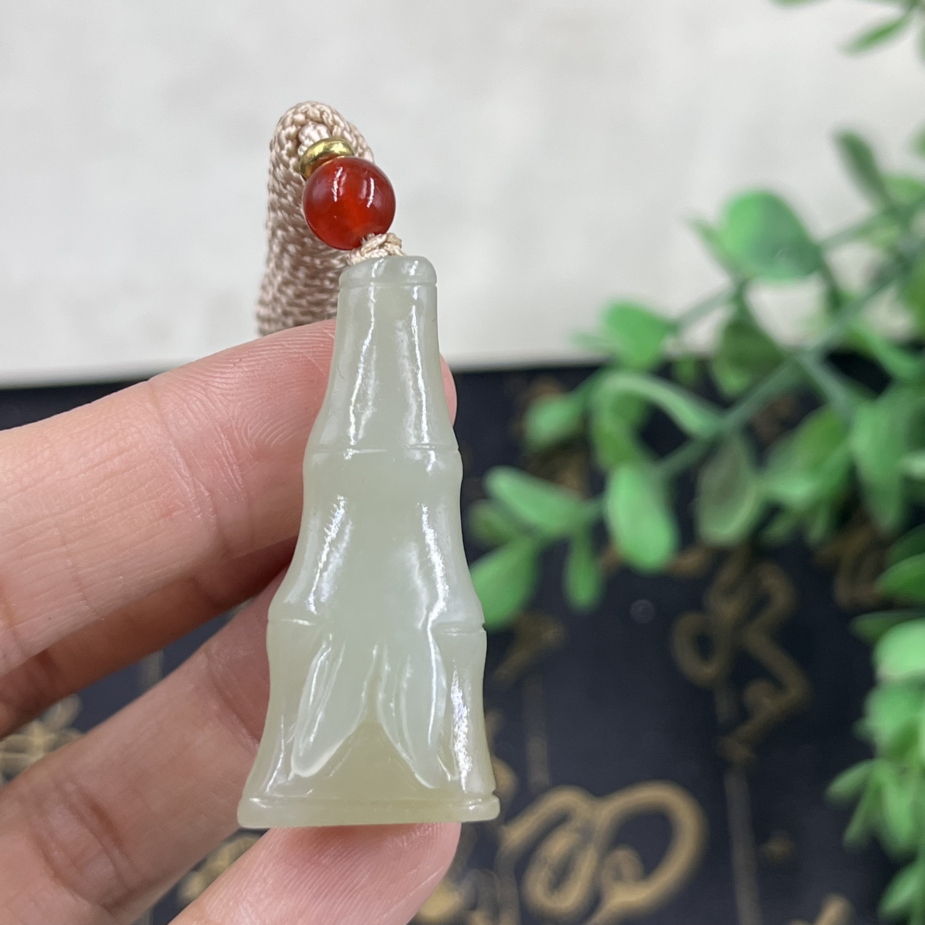 新疆和田玉青白玉且末竹子节节高升吊坠 竹报 平安玉坠项坠包邮86