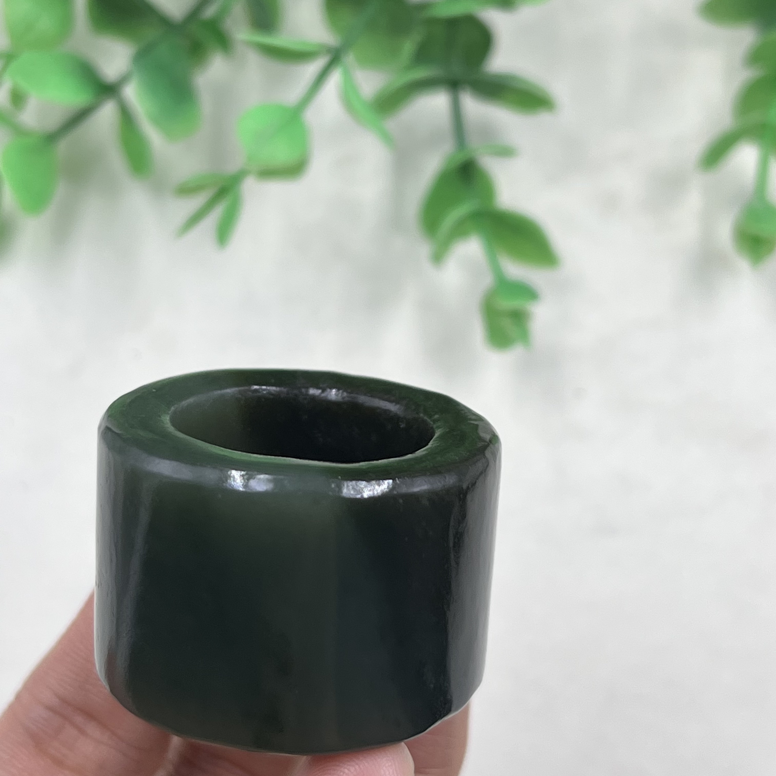 新疆和田玉且末特色相间平安扳指戒指圈 口22戒圈指环包邮带证书