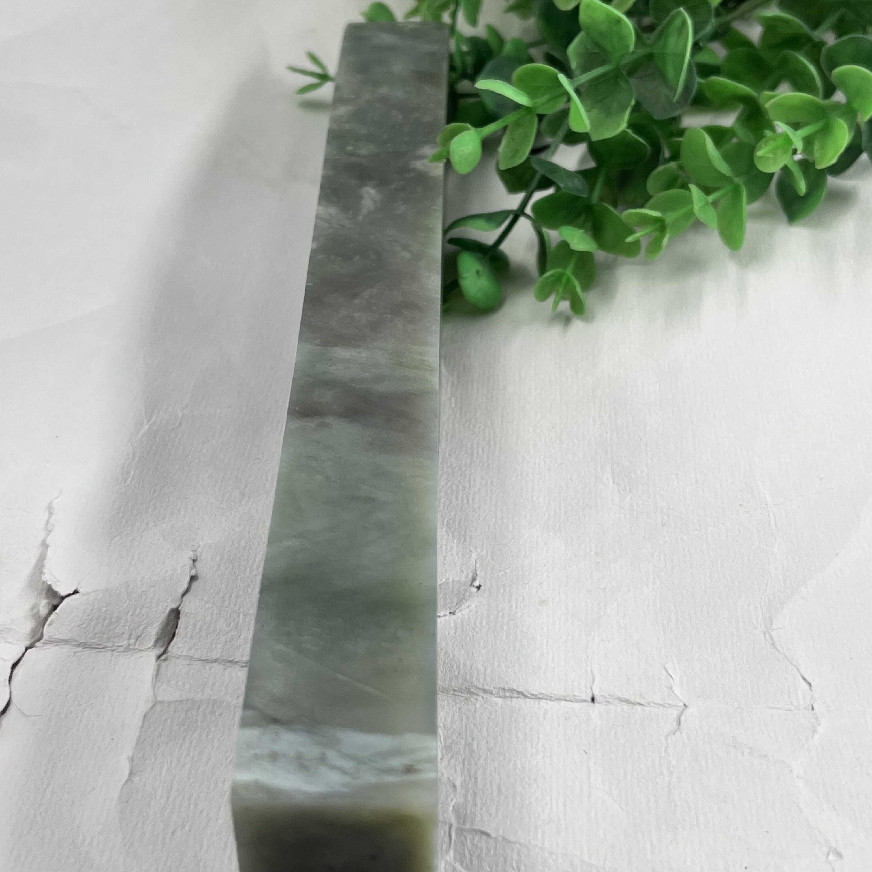 新疆和田玉晴水紫罗兰带翠镇尺镇纸边角料玉石料下脚料包邮238mm