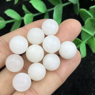 10件价和田玉一级白羊脂白圆珠边角料顶珠玉石料毛料DIY手串包邮