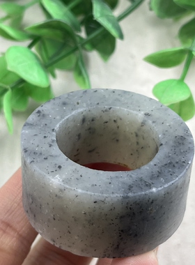 新疆和田玉青花籽扳指边角料戒指圆圈22内径指环玉石下脚料包邮t