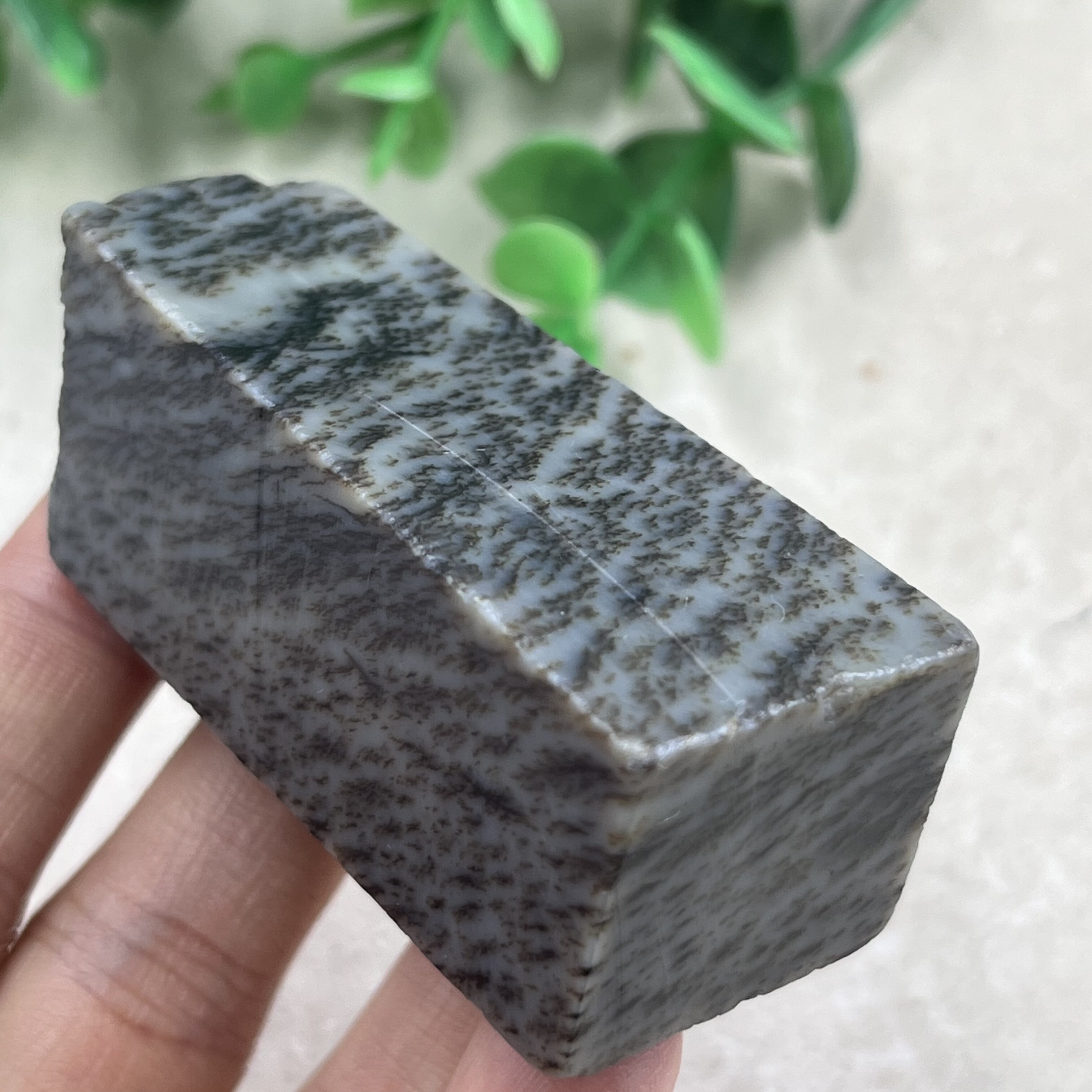 新疆和田玉糖草花意境印章挂件边角料玉石料长方料下脚料包邮85克