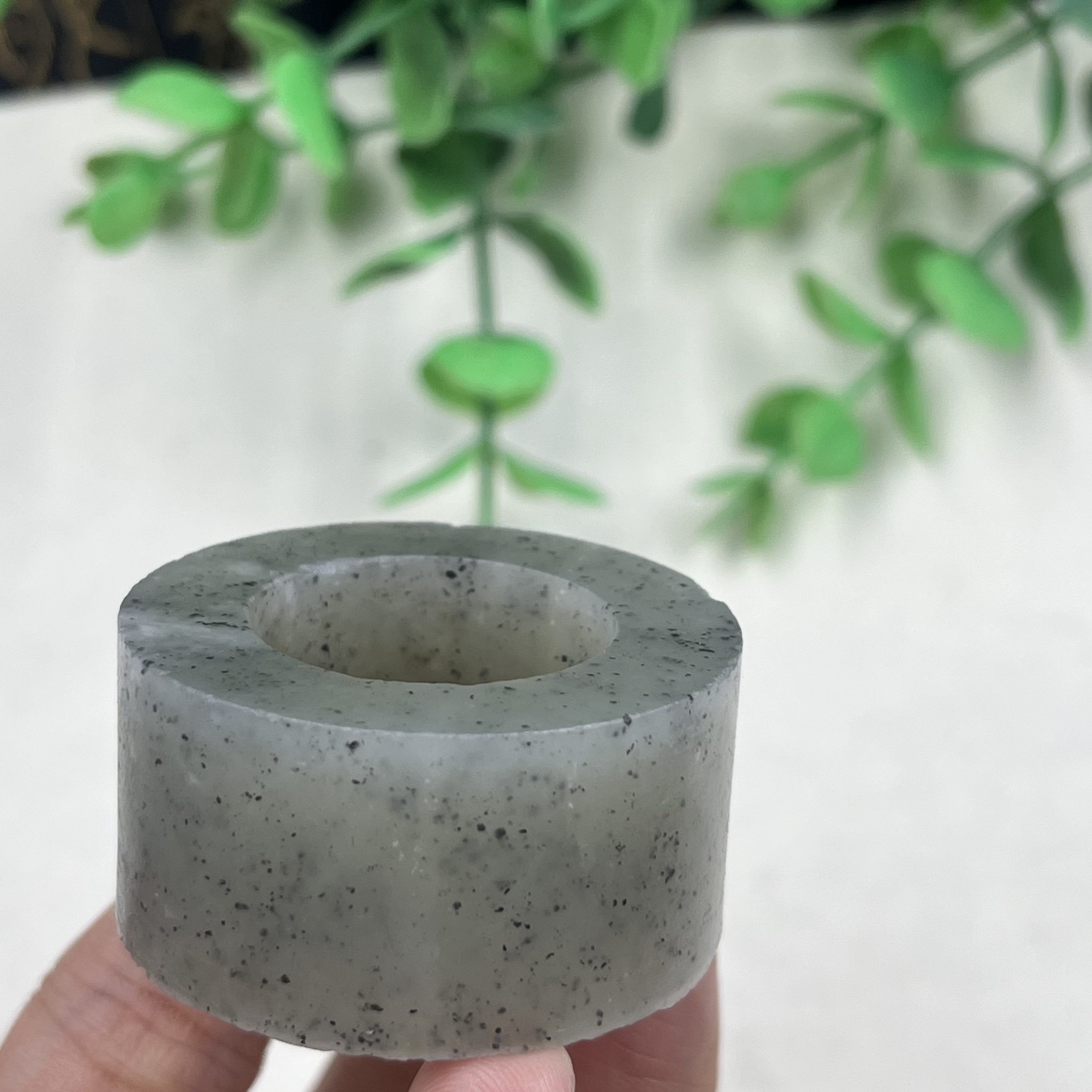 新疆和田玉点墨青花扳指戒指边角料圈口22指环戒圈圆环玉石料包邮