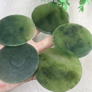 5件价新疆和田玉碧玉菠菜绿薄片刮痧板边角料DIY书签玉石料包邮x