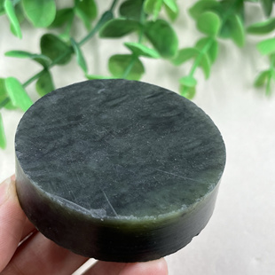 新疆和田玉点墨青花手镯芯边角料玉石料下脚料DIY圆牌包邮88克xa