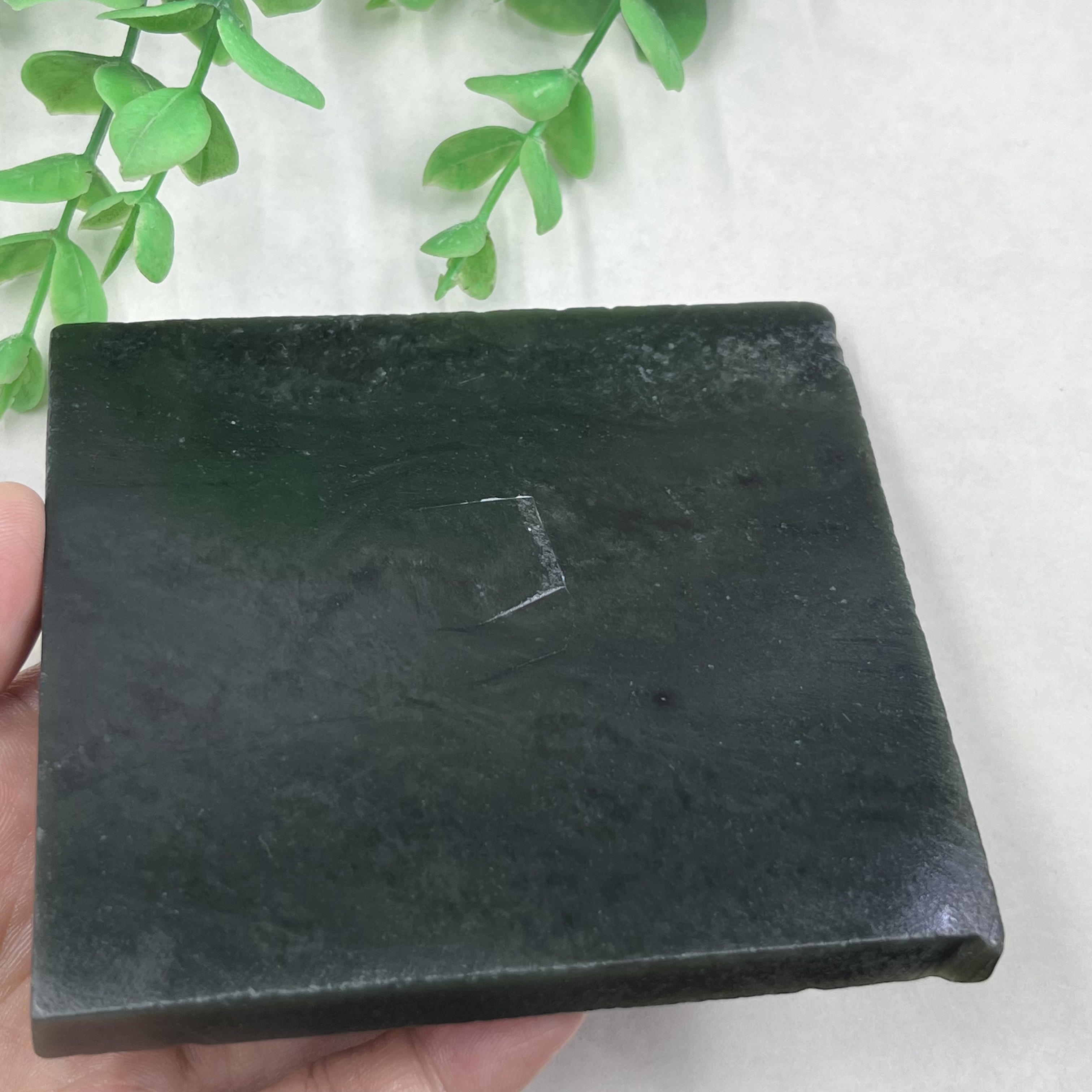 新疆和田玉青玉四方料牌子边角料茶托玉石料标本料片料包邮189克t