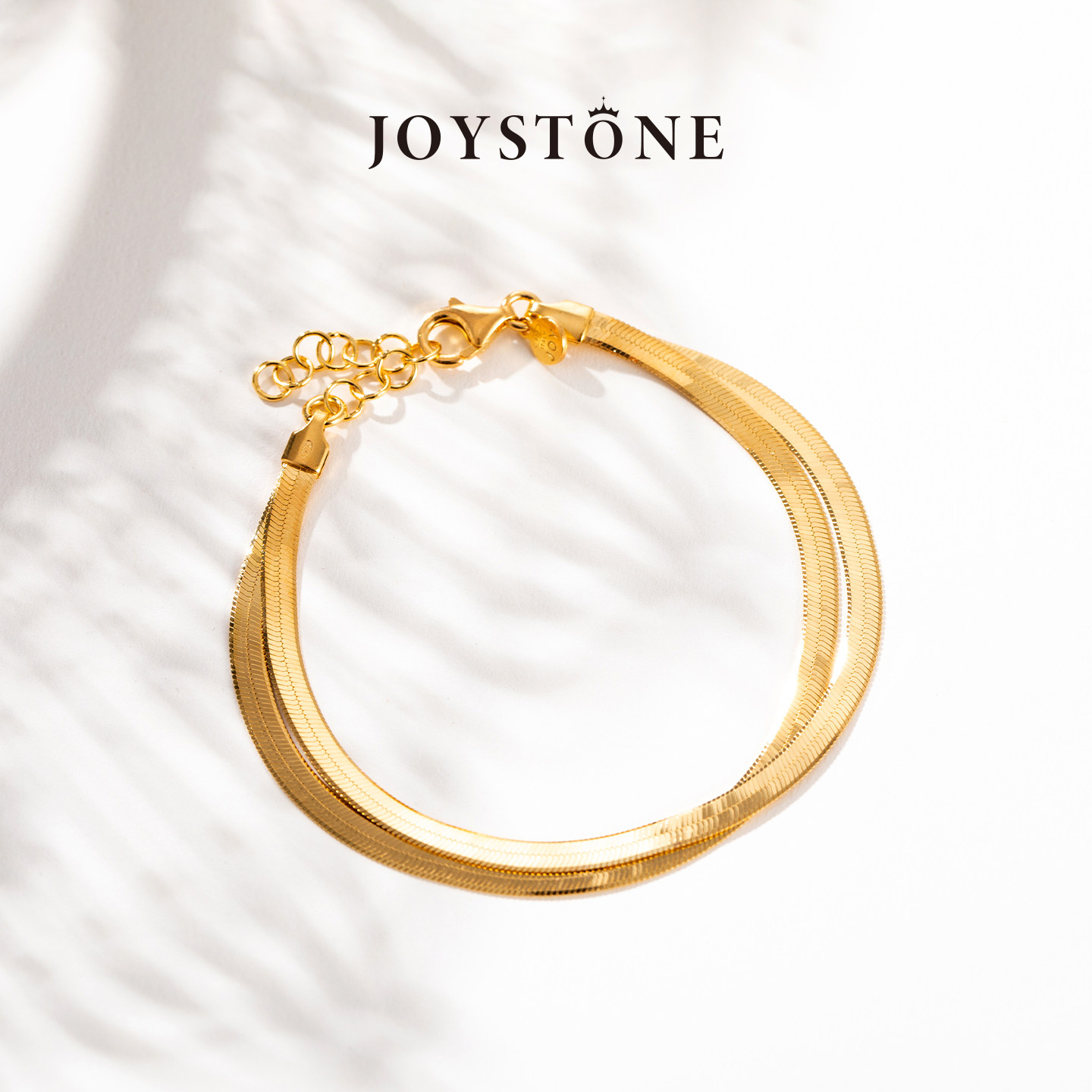 JOYSTONE 意大利扁蛇骨链手链女 欧美复古简约大气优雅925银手链