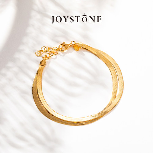 joystone意大利镀金扁蛇骨手链