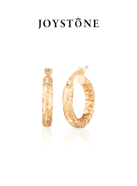 【女神节礼物】JOYSTONE意大利锤纹耳圈 百搭精致纹理925银耳环