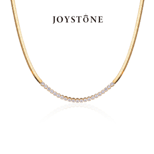 意大利锆石方形蛇骨 JOYSTONE 欧美925银百搭项链女 秦岚同款