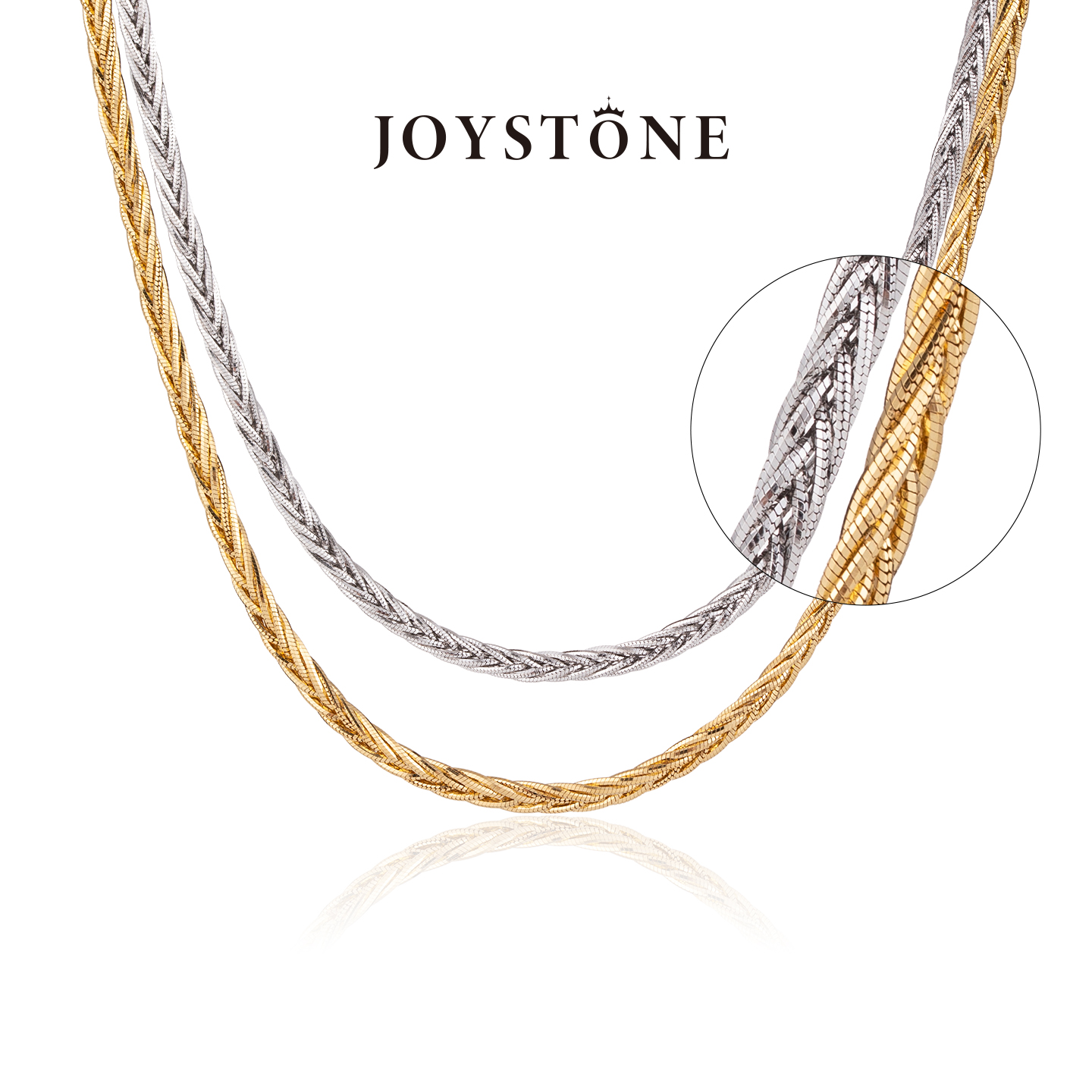 joystone925银镀22k金锁骨链