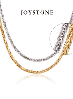 JOYSTONE 意大利七股编织蛇骨链新款22K镀金锁骨链礼物
