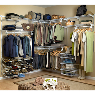 阁室美线型金属储物层架衣帽间 示范转角衣柜长度2.5 2.8米适用